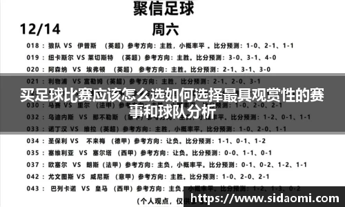 买足球比赛应该怎么选如何选择最具观赏性的赛事和球队分析